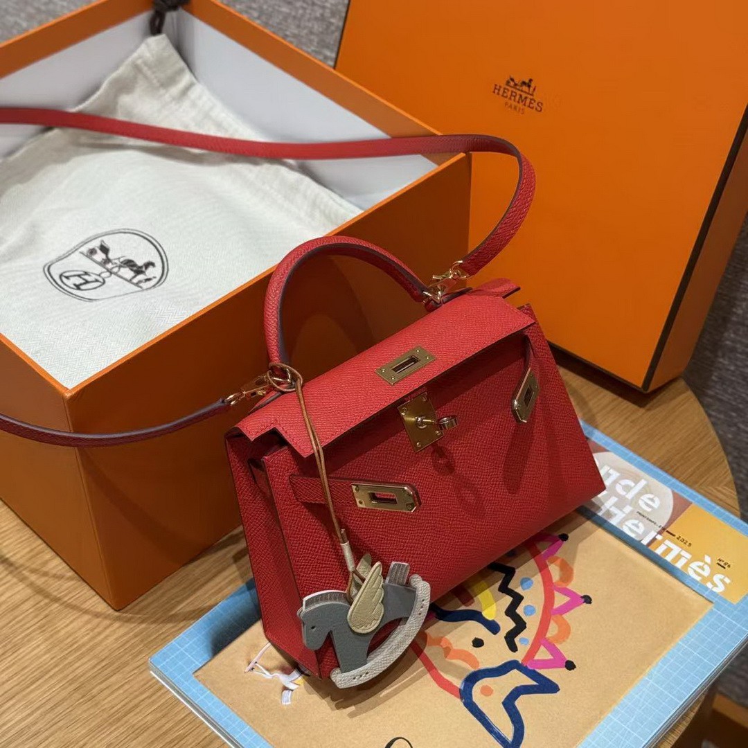 Hermes Kelly Mini 2 19 CM Bag Handmade In Epsom Calfskin Leather Gold Hardware S3 Rouge Coeur - Image 13