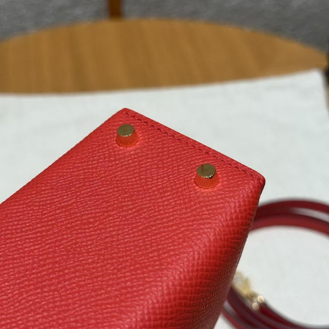 Hermes Kelly Mini 2 19 CM Bag Handmade In Epsom Calfskin Leather Gold Hardware S3 Rouge Coeur - Image 9