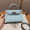 Hermes Kelly Mini 2 19 CM Bag Handmade In Epsom Calfskin Leather Silver Hardware U2 Blue Zephyr
