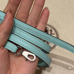 Hermes Kelly Mini 2 19 CM Bag Handmade In Swift Calfskin Leather Silver Hardware U2 Blue Zephyr - Image 3