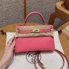 Hermes Kelly Mini 2 19 CM Bag Handmade In Chèvre Calfskin Leather Gold Hardware U5 Rose Lipstick