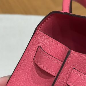 Hermes Kelly Mini 2 19 CM Bag Handmade In Chèvre Calfskin Leather Gold Hardware U5 Rose Lipstick - Image 11