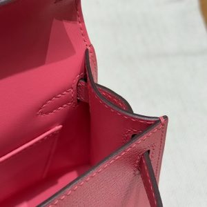 Hermes Kelly Mini 2 19 CM Bag Handmade In Chèvre Calfskin Leather Gold Hardware U5 Rose Lipstick - Image 10