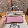 Hermes Kelly Mini 2 19 CM Bag Handmade In Epsom Calfskin Leather Silver Hardware X9 Mauve T0 Blue Brume