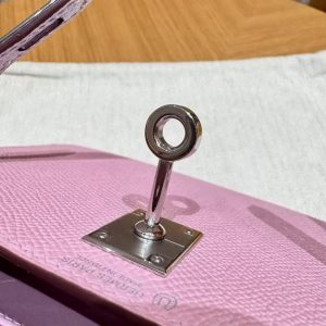 Hermes Kelly Mini 2 19 CM Bag Handmade In Epsom Calfskin Leather Silver Hardware X9 Mauve T0 Blue Brume - Image 8