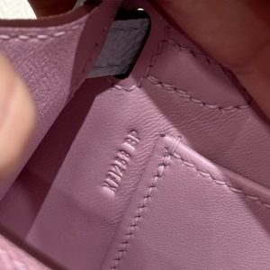 Hermes Kelly Mini 2 19 CM Bag Handmade In Epsom Calfskin Leather Silver Hardware X9 Mauve T0 Blue Brume - Image 6