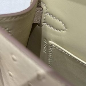Hermes Kelly Mini 2 19 CM Bag Handmade In KK Ostrich Leather from South Africa Silver Hardware Y1 Vanille - Image 15