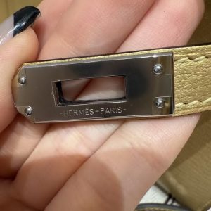Hermes Kelly Mini 2 19 CM Bag Handmade In Chèvre Calfskin Leather Silver Hardware Y9 Dorè - Image 20