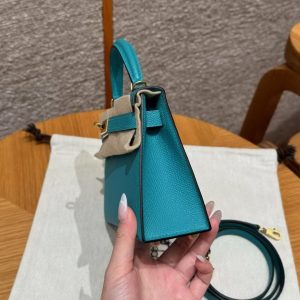 Hermes Kelly Mini 2 19 CM Bag Handmade In Epsom Calfskin Leather Gold Hardware Z6 Malachite - Image 15
