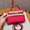 Hermes Kelly Mini 2 19 CM Bag Handmade In Epsom Calfskin Leather Silver Hardware i6 Rose Extreme