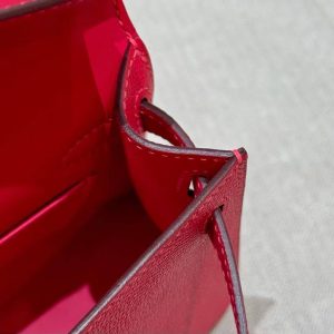 Hermes Kelly Mini 2 19 CM Bag Handmade In Epsom Calfskin Leather Silver Hardware i6 Rose Extreme - Image 5