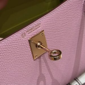 Hermes Kelly Mini 2 19 CM Bag Handmade In Epsom Calfskin Leather Silver Hardware x9 Mauve 2P Cumin - Image 6