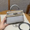 Hermes Kelly Mini 2 19CM Bag Handmade In Chèvre Calfskin Leather Silver Hardware 05 Argent