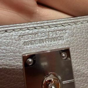 Hermes Kelly Mini 2 19CM Bag Handmade In Chèvre Calfskin Leather Silver Hardware 05 Argent - Image 7