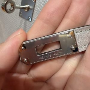 Hermes Kelly Mini 2 19CM Bag Handmade In Chèvre Calfskin Leather Silver Hardware 05 Argent - Image 6