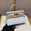 Hermes Kelly Mini 2 19CM Bag Handmade In Chèvre Calfskin Leather Gold Hardware 08 Blue Pale