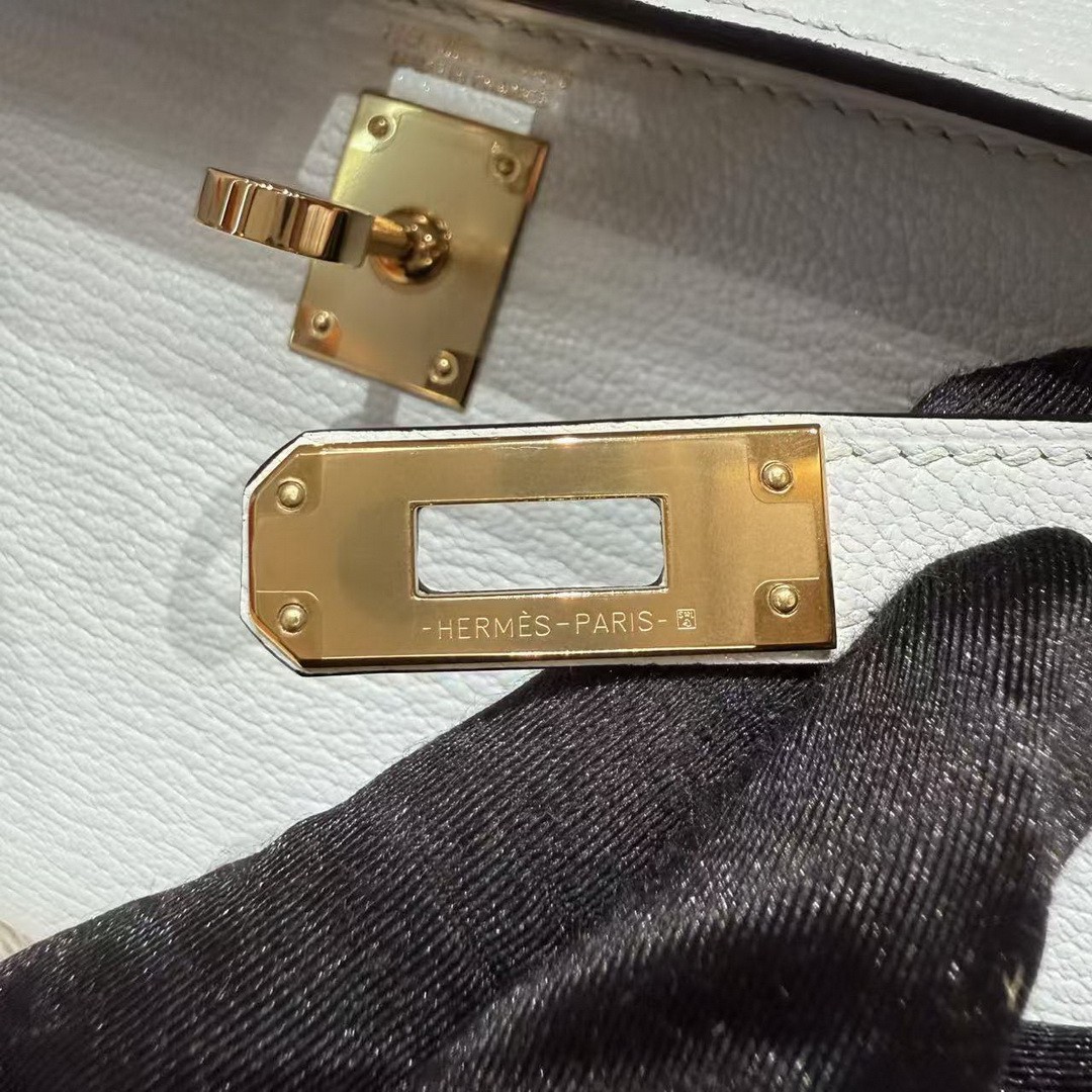 Hermes Kelly Mini 2 19CM Bag Handmade In Chèvre Calfskin Leather Gold Hardware 08 Blue Pale - Image 15