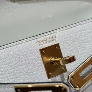 Hermes Kelly Mini 2 19CM Bag Handmade In Chèvre Calfskin Leather Gold Hardware 08 Blue Pale - Image 14