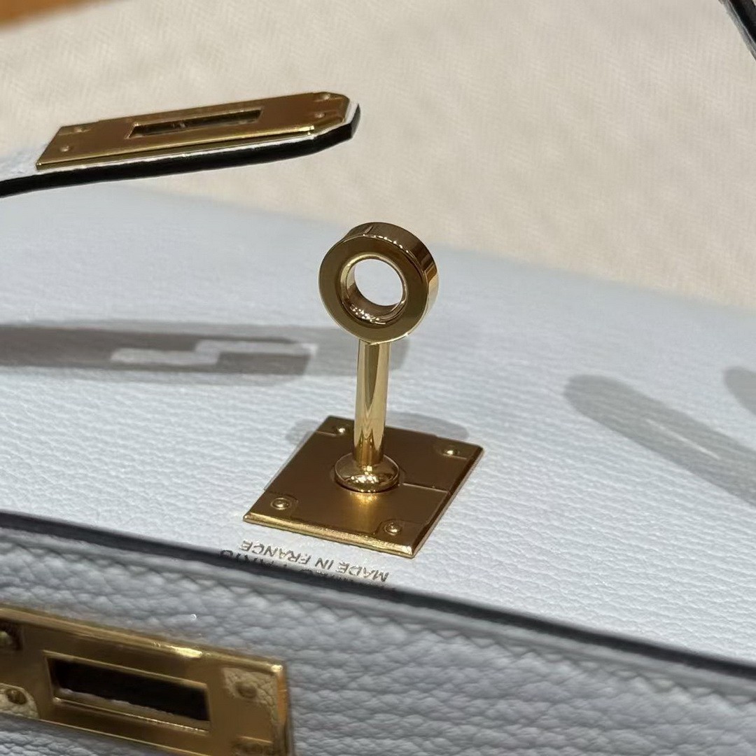 Hermes Kelly Mini 2 19CM Bag Handmade In Chèvre Calfskin Leather Gold Hardware 08 Blue Pale - Image 7