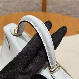 Hermes Kelly Mini 2 19CM Bag Handmade In Chèvre Calfskin Leather Gold Hardware 08 Blue Pale - Image 5