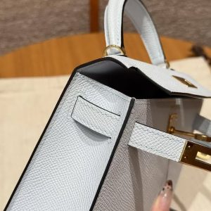 Hermes Kelly Mini 2 19CM Bag Handmade In Epsom Calfskin Leather Gold Hardware 08 Blue Pale - Image 8
