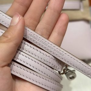 Hermes Kelly Mini 2 19CM Bag Handmade In Chèvre Calfskin Leather Silver Hardware 09 Mauve Pale - Image 4