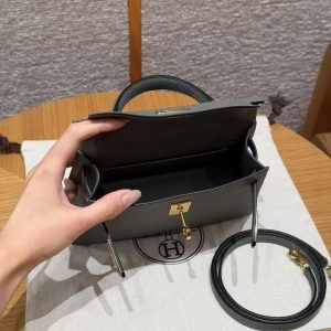 Hermes Kelly Mini 2 19CM Bag Handmade In Epsom Calfskin Leather Gold Hardware 0L Gris Mayer - Image 20
