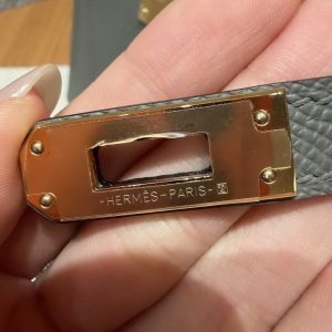 Hermes Kelly Mini 2 19CM Bag Handmade In Epsom Calfskin Leather Gold Hardware 0L Gris Mayer - Image 18