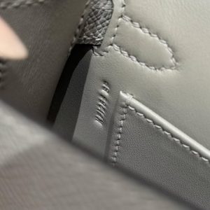 Hermes Kelly Mini 2 19CM Bag Handmade In Epsom Calfskin Leather Gold Hardware 0L Gris Mayer - Image 17