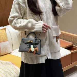 Hermes Kelly Mini 2 19CM Bag Handmade In Epsom Calfskin Leather Gold Hardware 0L Gris Mayer - Image 6