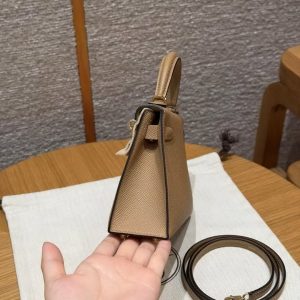 Hermes Kelly Mini 2 19CM Bag Handmade In Epsom Calfskin Leather Gold Hardware 0M Chai - Image 20