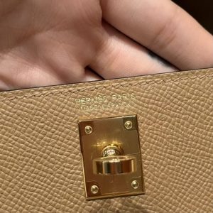 Hermes Kelly Mini 2 19CM Bag Handmade In Epsom Calfskin Leather Gold Hardware 0M Chai - Image 16