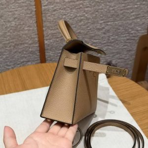 Hermes Kelly Mini 2 19CM Bag Handmade In Epsom Calfskin Leather Gold Hardware 0M Chai - Image 10