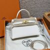 Hermes Kelly Mini 2 19CM Bag Handmade In Chèvre Calfskin Leather Gold Hardware 0T Mushroom