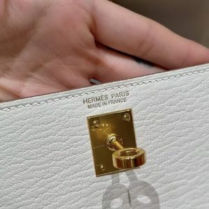 Hermes Kelly Mini 2 19CM Bag Handmade In Chèvre Calfskin Leather Gold Hardware 0T Mushroom - Image 17