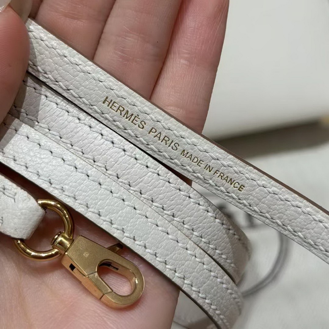 Hermes Kelly Mini 2 19CM Bag Handmade In Chèvre Calfskin Leather Gold Hardware 0T Mushroom - Image 5