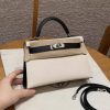 Hermes Kelly Mini 2 19CM Bag Handmade In Epsom Calfskin Leather Silver Hardware 10 Craie 89 Noir