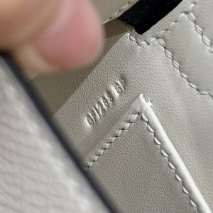 Hermes Kelly Mini 2 19CM Bag Handmade In Epsom Calfskin Leather Silver Hardware 10 Craie 89 Noir - Image 16