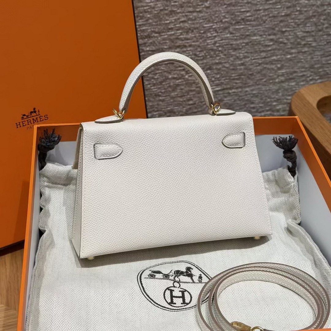 Hermes Kelly Mini 2 19CM Bag Handmade In Epsom Calfskin Leather Gold Hardware 10 Craie 9R Lime - Image 2