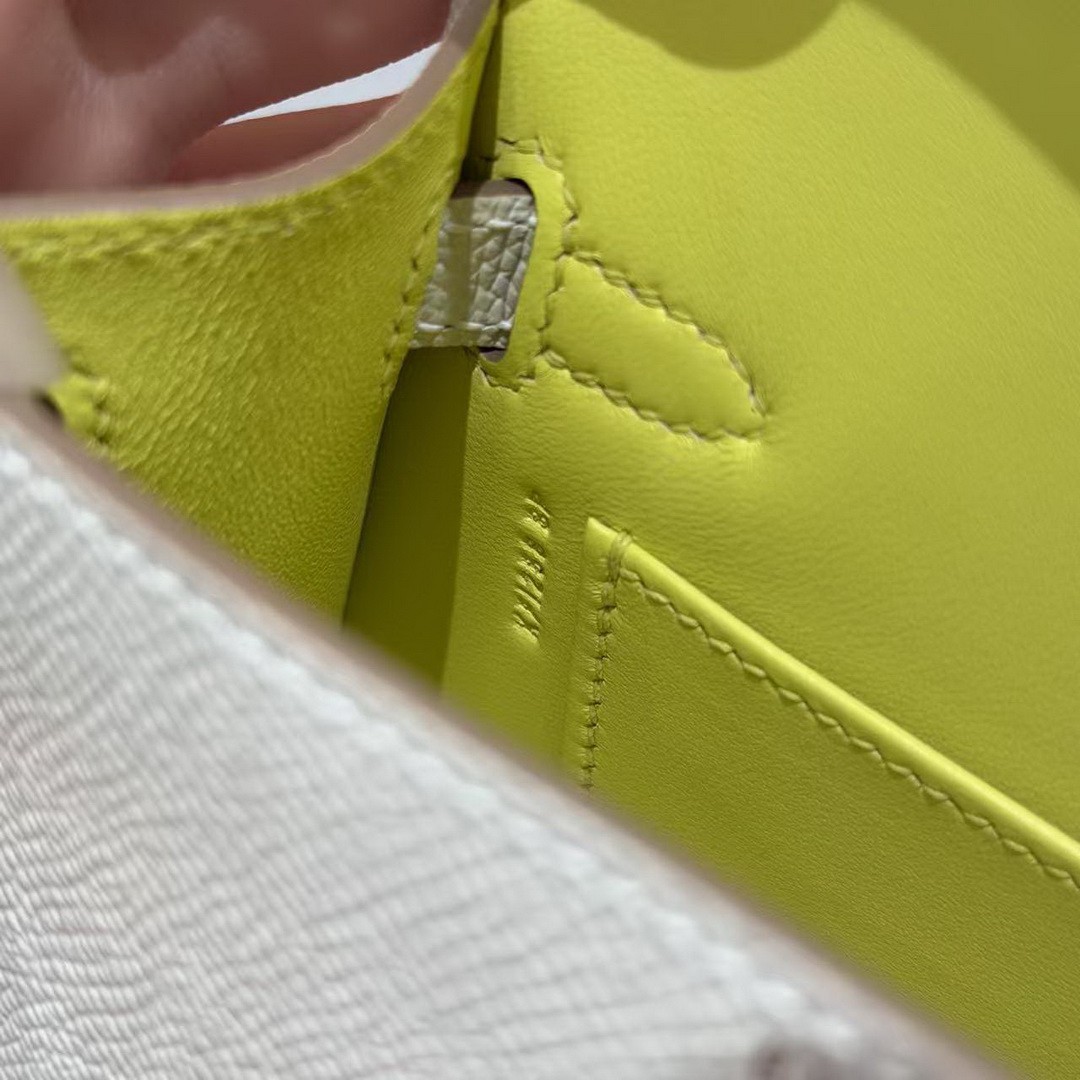 Hermes Kelly Mini 2 19CM Bag Handmade In Epsom Calfskin Leather Gold Hardware 10 Craie 9R Lime - Image 15