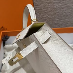 Hermes Kelly Mini 2 19CM Bag Handmade In Epsom Calfskin Leather Gold Hardware 10 Craie 9R Lime - Image 12