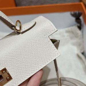 Hermes Kelly Mini 2 19CM Bag Handmade In Epsom Calfskin Leather Gold Hardware 10 Craie 9R Lime - Image 9