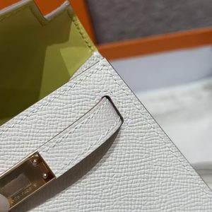 Hermes Kelly Mini 2 19CM Bag Handmade In Epsom Calfskin Leather Gold Hardware 10 Craie 9R Lime - Image 7