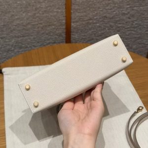 Hermes Kelly Mini 2 19CM Bag Handmade In Epsom Calfskin Leather Gold Hardware 10 Craie - Image 13