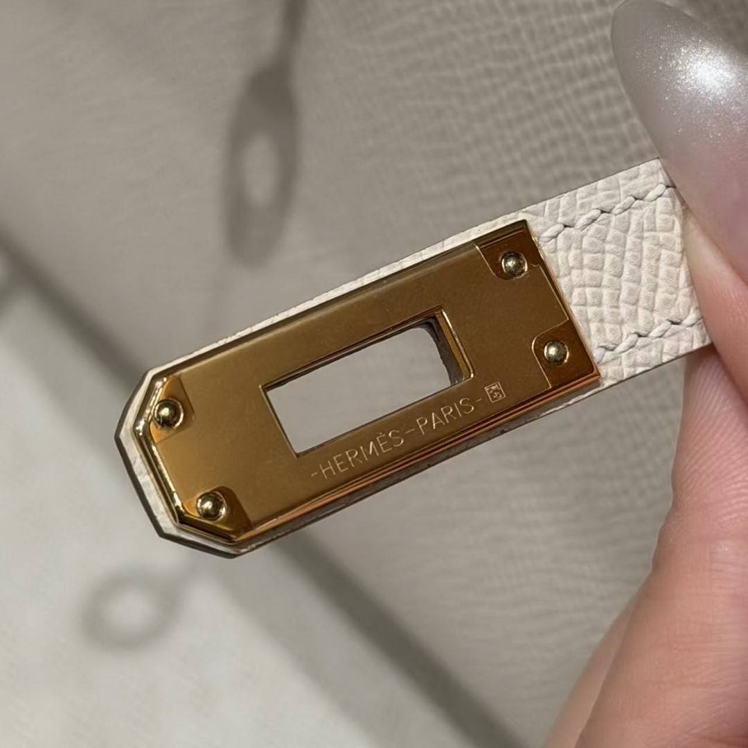 Hermes Kelly Mini 2 19CM Bag Handmade In Epsom Calfskin Leather Gold Hardware 10 Craie - Image 11