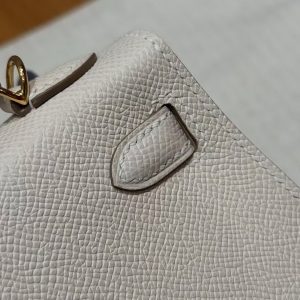 Hermes Kelly Mini 2 19CM Bag Handmade In Epsom Calfskin Leather Gold Hardware 10 Craie - Image 6