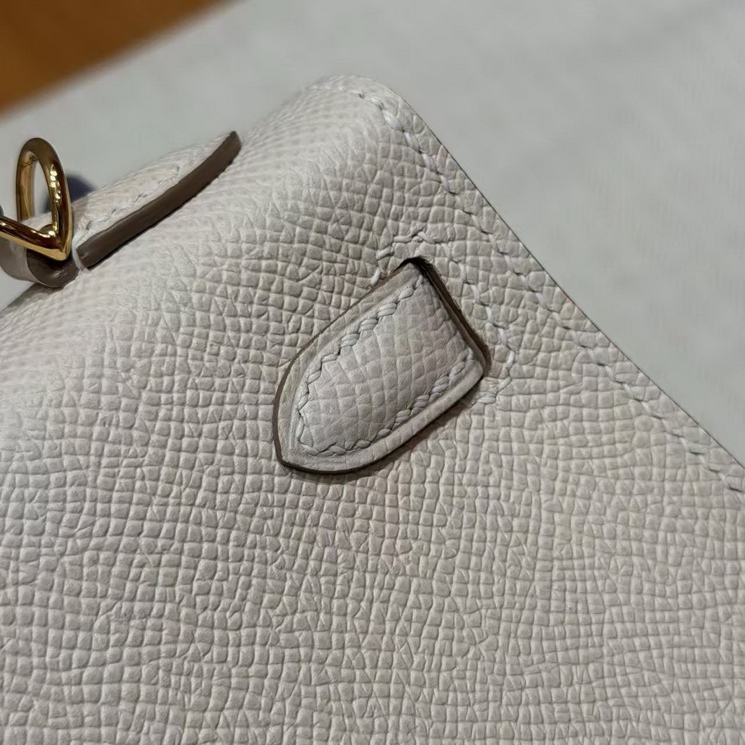 Hermes Kelly Mini 2 19CM Bag Handmade In Epsom Calfskin Leather Gold Hardware 10 Craie - Image 6