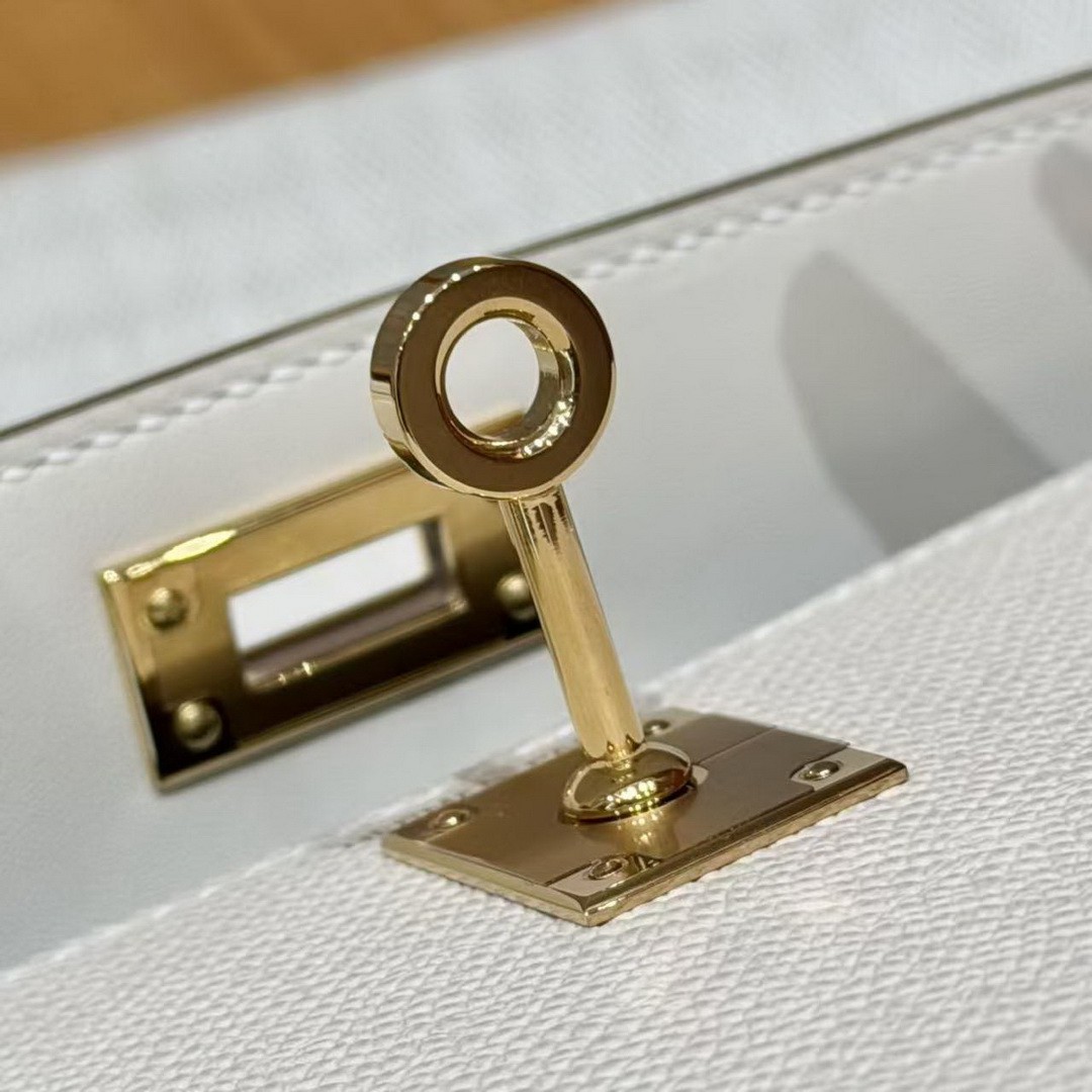 Hermes Kelly Mini 2 19CM Bag Handmade In Epsom Calfskin Leather Gold Hardware 10 Craie - Image 5
