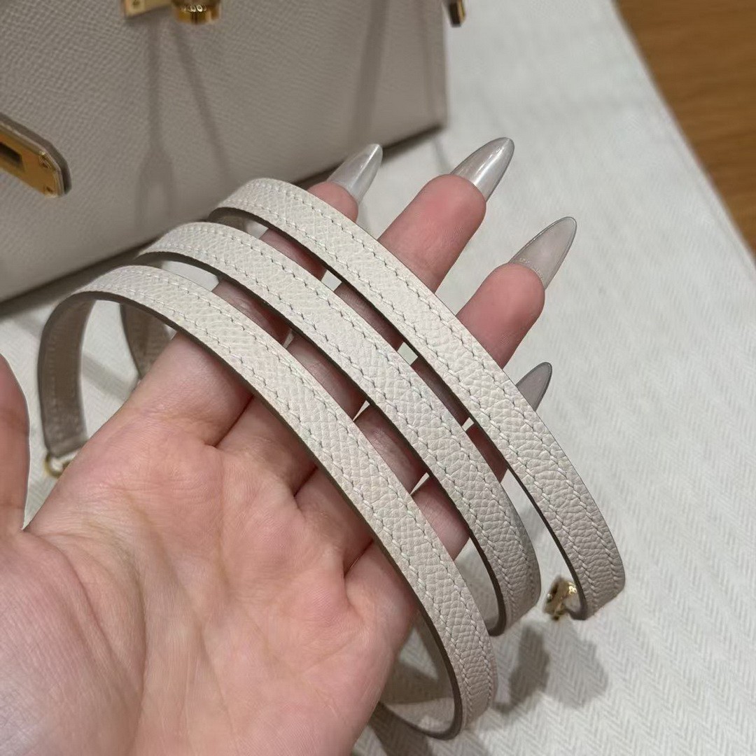 Hermes Kelly Mini 2 19CM Bag Handmade In Epsom Calfskin Leather Gold Hardware 10 Craie - Image 4