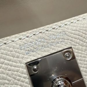 Hermes Kelly Mini 2 19CM Bag Handmade In Epsom Calfskin Leather Silver Hardware 10 Craie - Image 18